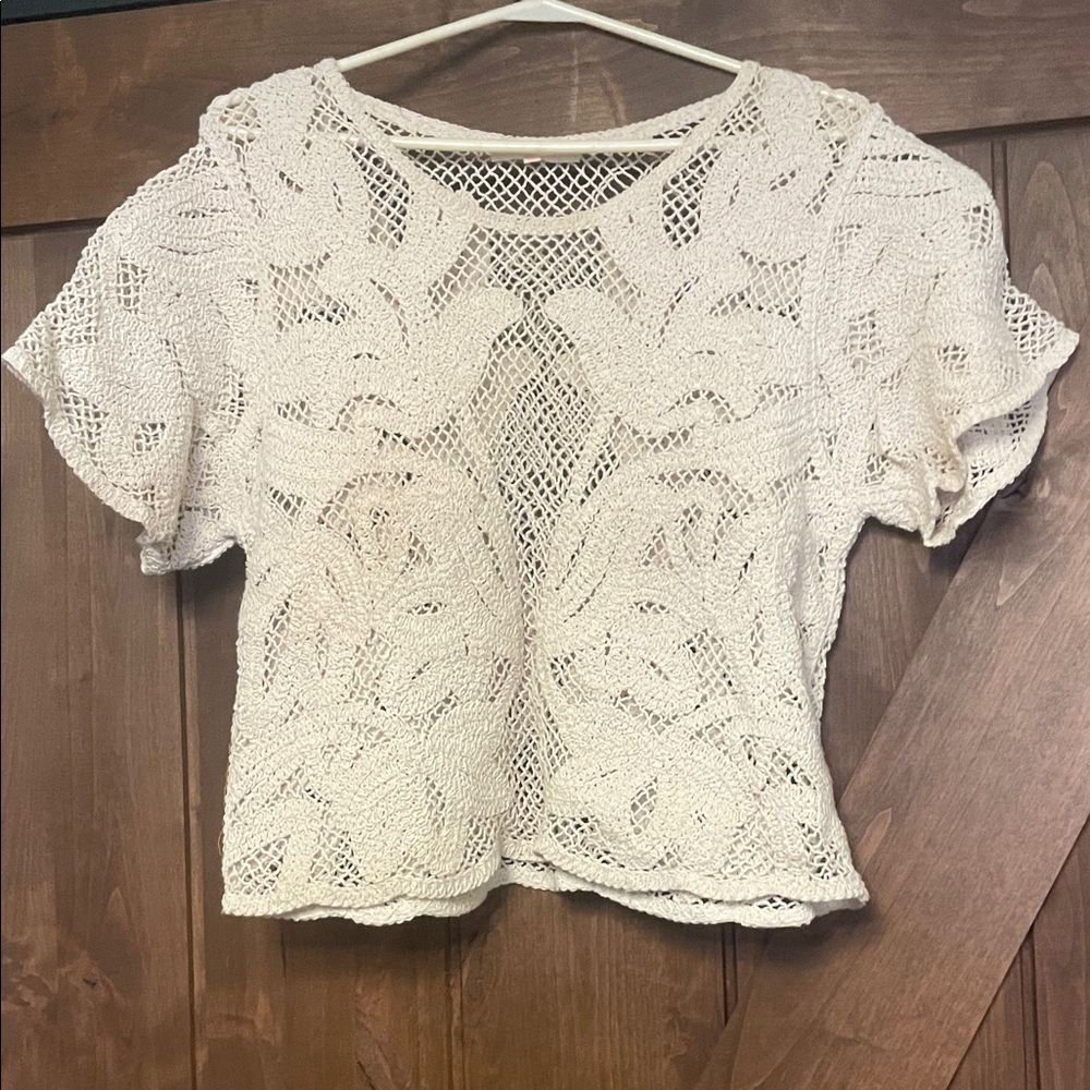 Solitaire Cream Crochet Women's Blouse